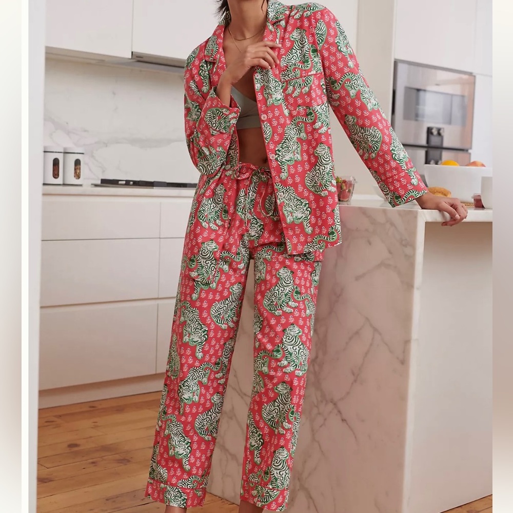 Anthropologie 🆕 Printfresh Ruby Tiger Queen Pajamas